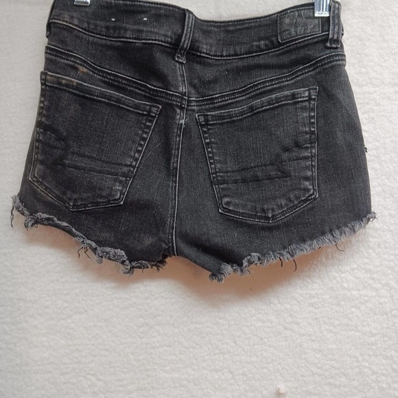 American Eagle Outfitters Black Shortie Denim Crochet Detail Shorts Size:4 26x2 - Picture 2 of 15